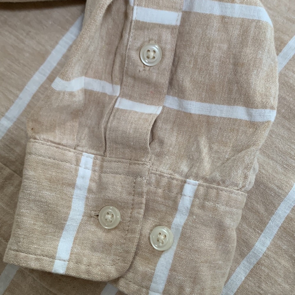 Best Made Co. Linen Cotton Shirt Men's Tan & White Plaid Button Down Size XL - Picture 6 of 11